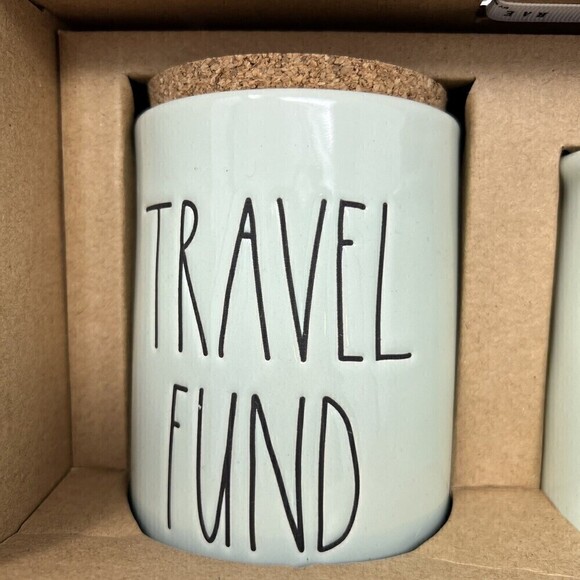 Rae Dunn Travel Fund Coin Bank Change Jar Camping/Travel Set Happy Camper Mug - Picture 4 of 14